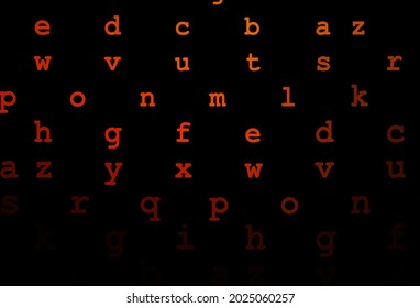 Dark orange vector pattern with ABC symbols. Abstract illustration with colored latin alphabet. Best design for your ad, poster, banner of college.