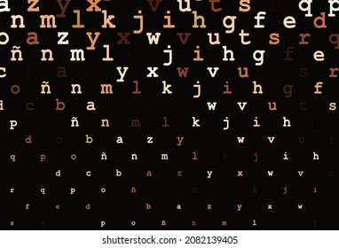 Dark orange vector pattern with ABC symbols. Shining illustration with ABC symbols on abstract template. The pattern can be used for school, grammar websites.
