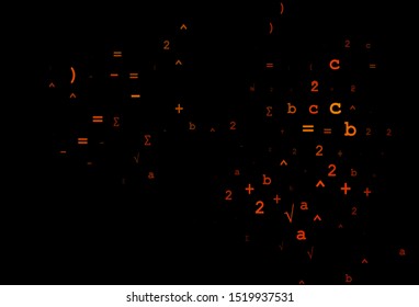 Dark Orange vector pattern with arithmetic signs. Shining colorful illustration with isolated Digit signs. Pattern for ads, poster, banner of books.