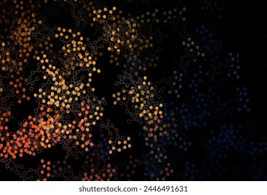 Dark Orange vector pattern with artificial intelligence network. Colored AI structure with gradient lines and dots. Smart design for promotion of bid data.