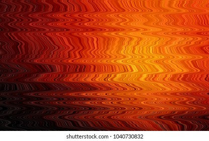 Dark Orange vector pattern with bent ribbons. A vague circumflex abstract illustration with gradient. Marble style for your business design.