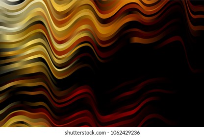 Dark Orange vector pattern with bent ribbons. Blurred geometric sample with gradient bubbles.  Marble style for your business design.