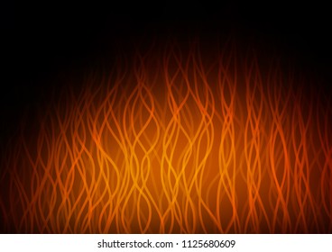 Dark Orange vector pattern with bent lines. Blurred geometric sample with gradient bubbles.  Brand new design for your ads, poster, banner.