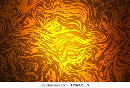 Dark Orange vector pattern with bent lines. Creative illustration in halftone marble style with gradient. A completely new template for your business design.