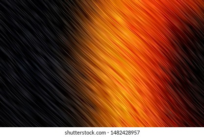 Dark Orange vector pattern with bent ribbons. Shining illustration, which consist of blurred lines, circles. A completely new template for your business design.