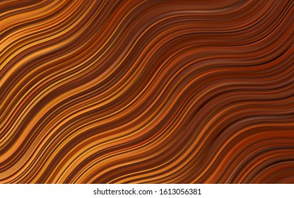 Dark Orange vector pattern with bent ribbons. A vague circumflex abstract illustration with gradient. The best blurred design for your business.