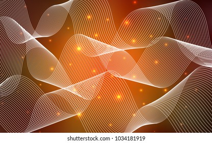 Dark Orange vector pattern with christmas ribbons. Blurred decorative design in anniversary style with confetti. The template can be used as a background for postcards.