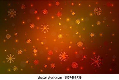 Dark Orange vector pattern with christmas snowflakes. Modern geometrical abstract illustration with crystals of ice. The template can be used as a new year background.