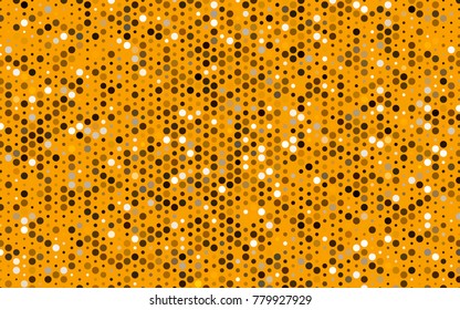 Dark Orange vector pattern with colored spheres. Geometric sample of repeating circles on white background in halftone style.
