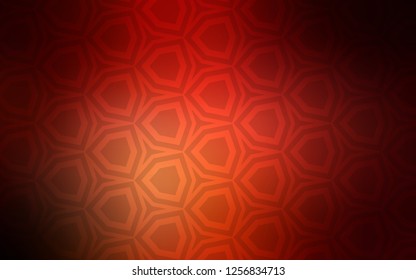 Dark Orange vector pattern with colorful hexagons. Illustration of colored hexagons on blur surface. New template for your brand book.