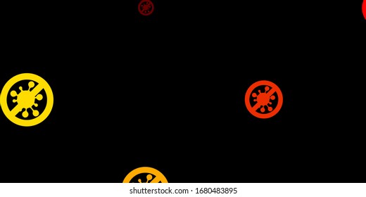 Dark Orange vector pattern with coronavirus elements. Colorful  gradient illness symbols in simple abstract style. Best design for quarantine events.