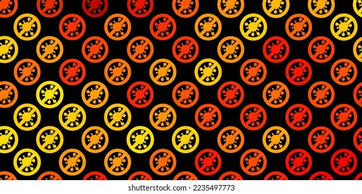 Patrón vector naranja oscuro con elementos coronavirus. Diseño simple en estilo abstracto con formas de infección. Mejor diseño para eventos de cuarentena.