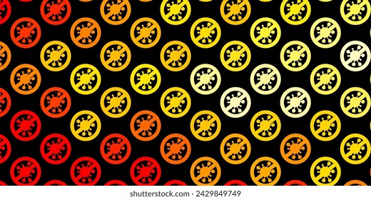 Dark Orange vector pattern with coronavirus elements. Colorful abstract illustration with gradient medical shapes. Design for biohazard warning.