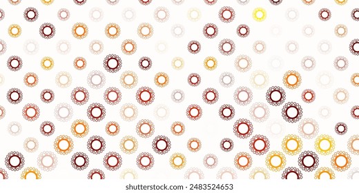 Dark orange vector pattern with coronavirus elements. Smart illustration with covid signs in decorative style. Wallpaper for health protection.