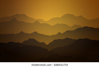 Dark Orange vector pattern with curved circles. Creative geometric illustration in mountain style with gradient. Brand-new design for your ads, poster, banner.
