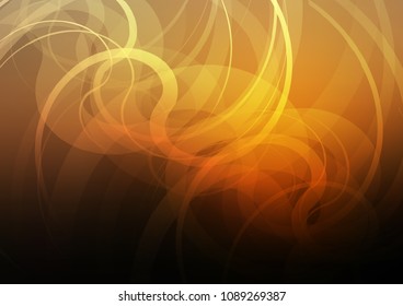 Dark Orange vector pattern with curved circles. Shining illustration, which consist of blurred lines, circles. Textured wave pattern for backgrounds.