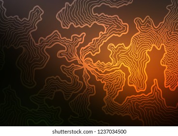Dark Orange vector pattern with curved circles. Blurred geometric sample with gradient bubbles.  Textured wave pattern for backgrounds.