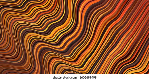 Dark Orange vector pattern with curved lines. Brand new colorful illustration with bent lines. Pattern for booklets, leaflets.