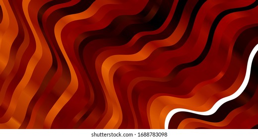 Dark Orange vector pattern with curved lines. Abstract gradient illustration with wry lines. Pattern for booklets, leaflets.