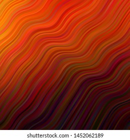 Dark Orange vector pattern with curves. Abstract illustration with bandy gradient lines. Pattern for booklets, leaflets.
