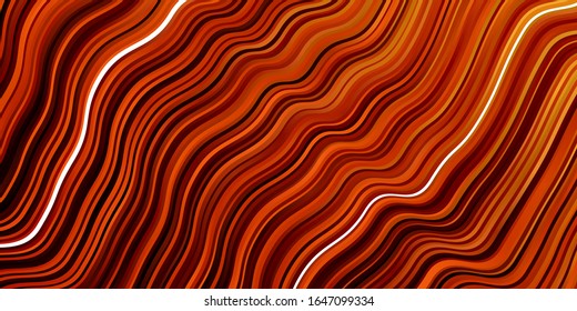 Dark Orange vector pattern with curves. Colorful illustration with curved lines. Best design for your ad, poster, banner.