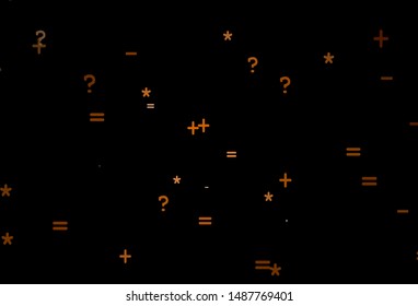 Dark Orange vector pattern with Digit symbols. Shining colorful illustration with isolated Digit signs. Best design a poster, banner of a math college.