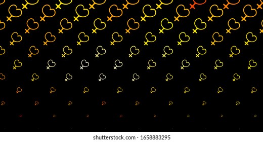 Dark Orange vector pattern with feminism elements. Abstract illustration with a depiction of women's power. Background for International Women’s Day.