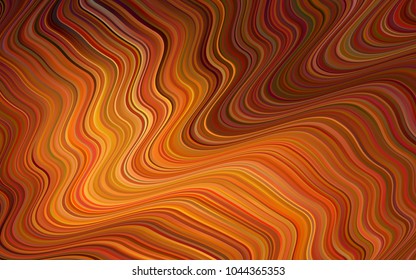 Dark Orange vector pattern with lines, ovals. Brand-new colored illustration in marble style with gradient. Textured wave pattern for backgrounds.