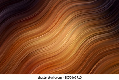 Dark Orange vector pattern with lines, ovals. An elegant bright illustration with gradient. Textured wave pattern for backgrounds.