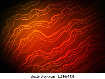 Dark Orange vector pattern with lines, ovals. Colorful illustration in abstract marble style with gradient. A completely new marble design for your business.