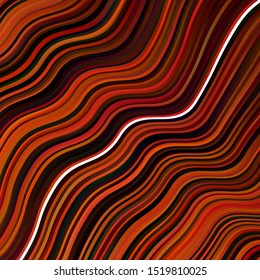Dark Orange vector pattern with lines. Colorful geometric sample with gradient curves.  Pattern for websites, landing pages.