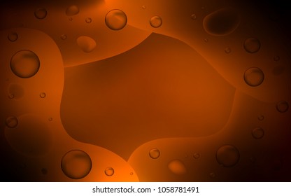 Dark Orange vector pattern with liquid shapes. Blurred geometric sample with gradient bubbles.  The template for cell phone backgrounds.