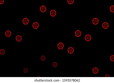 Dark Orange vector pattern with magic elements. Illustration with magical signs of spiritual power. Best design halloween events.