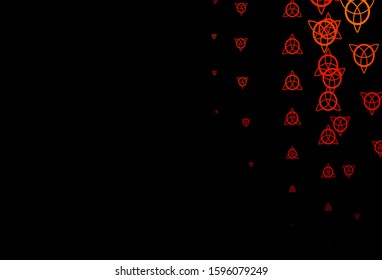 Dark Orange vector pattern with magic elements. Colorful mystic symbols with a gradient in ancient style. Simple base for your occult design.