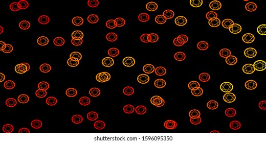 Dark Orange vector pattern with magic elements. Retro design in abstract style with witchcraft forms. Simple base for your occult design.