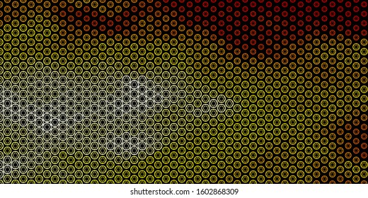 Dark Orange vector pattern with magic elements. Colorful mystic symbols with a gradient in ancient style. Design for magic, spiritual events.