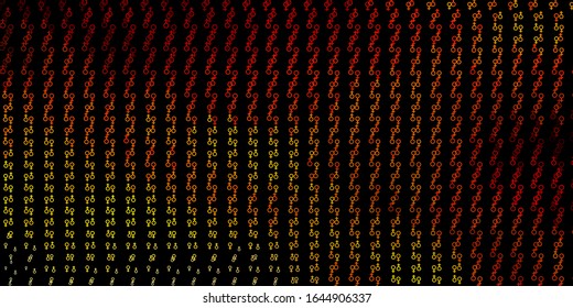 Dark Orange vector pattern with magic elements. Retro design in abstract style with witchcraft forms. Best design halloween events.
