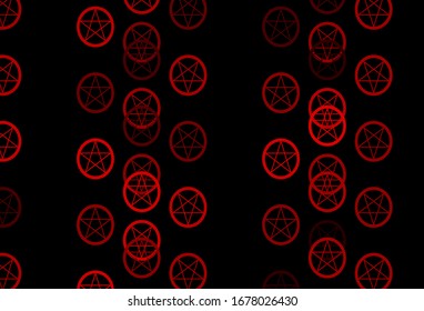 Dark Orange vector pattern with magic elements. Colorful vintage illustration with gradient alchemy shapes. Simple design for occult depiction.