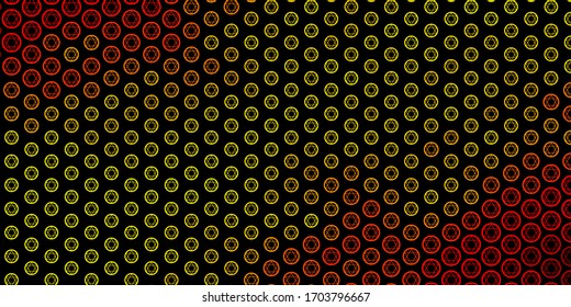 Dark Orange vector pattern with magic elements. Colorful vintage illustration with gradient alchemy shapes. Simple base for your occult design.