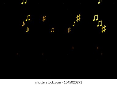 Dark Orange vector pattern with music elements. Shining illustration of colorful gradient music notes. Pattern for websites of musitians.