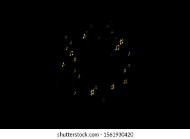 Dark Orange vector pattern with music elements. Decorative design in abstract style with music shapes. Pattern for festival leaflets.