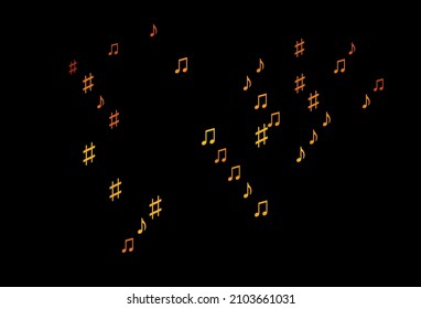 Dark Orange vector pattern with music elements. Modern abstract illustration with melody keys. Template for fasion magazines.