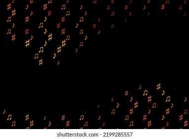 Dark Orange vector pattern with music elements. Isolated colorful music keys on abstract background. Pattern for festival leaflets.