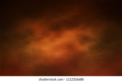 Dark Orange vector pattern with night sky stars. Shining colored illustration with bright astronomical stars. Pattern for astronomy websites.
