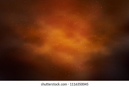 Dark Orange vector pattern with night sky stars. Shining illustration with sky stars on abstract template. Pattern for astrology websites.