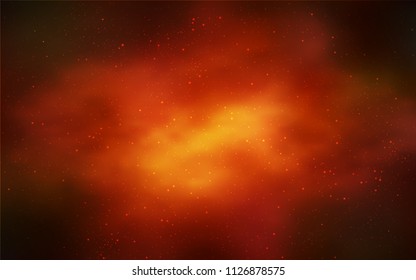Dark Orange vector pattern with night sky stars. Shining colored illustration with bright astronomical stars. Smart design for your business advert.