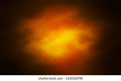 Dark Orange vector pattern with night sky stars. Glitter abstract illustration with colorful cosmic stars. Pattern for astronomy websites.