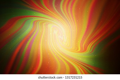 Dark Orange vector pattern with night sky stars. Glitter abstract illustration with colorful cosmic stars. Template for cosmic backgrounds.