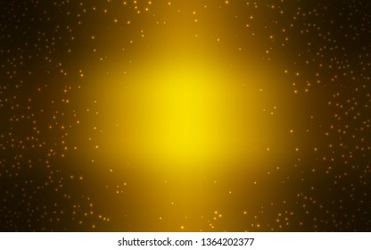 Dark Orange vector pattern with night sky stars. Space stars on blurred abstract background with gradient. Pattern for astronomy websites.