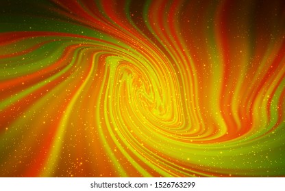 Dark Orange vector pattern with night sky stars. Shining illustration with sky stars on abstract template. Best design for your ad, poster, banner.